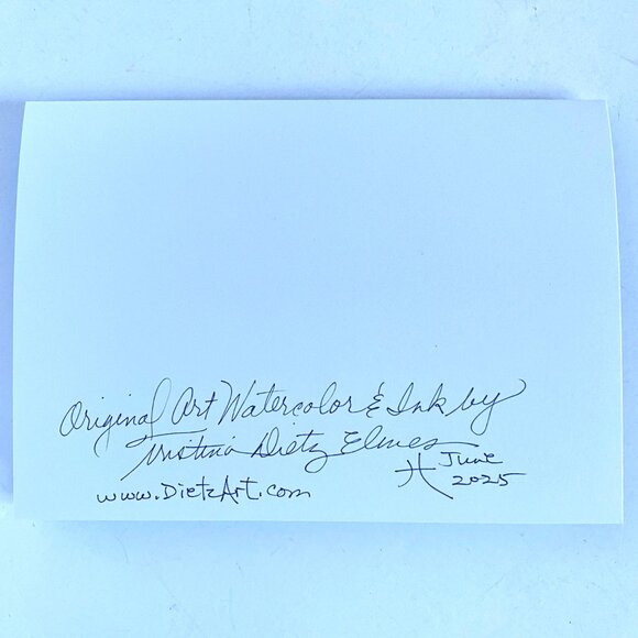 Watercolor Dots India Style Original Art Handmade 5x7in Blank Greeting Card - Picture 3 of 4